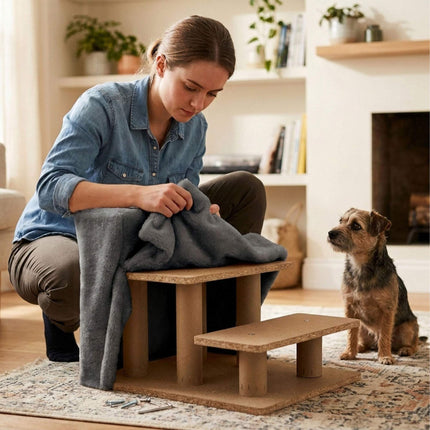 Dog Stairs, 3 Steps – Grey, Soft Plush Cover