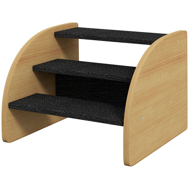 Dog stairs with side wall, non-slip oak, for small pets