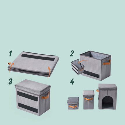 Dog Stairs, Foldable 3-Step With Storage And Hide