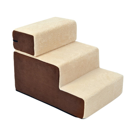 Pet ladder, 3-step plush beige, 54x40x39 cm