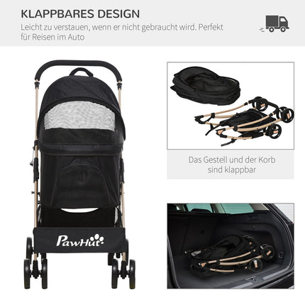 Collapsible dog carriage & carriage with cushion, mesh window