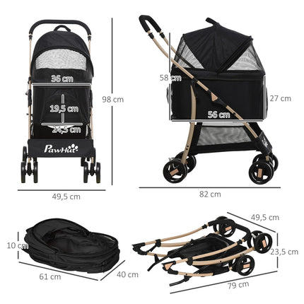 Collapsible dog carriage & carriage with cushion, mesh window