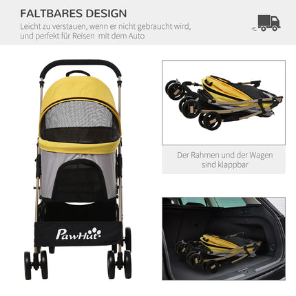Collapsible dog carriage and carrier with cushion, mesh window