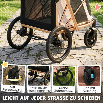 Dog Stroller, Foldable, 360 Swivel Wheels, Up To 20 kg