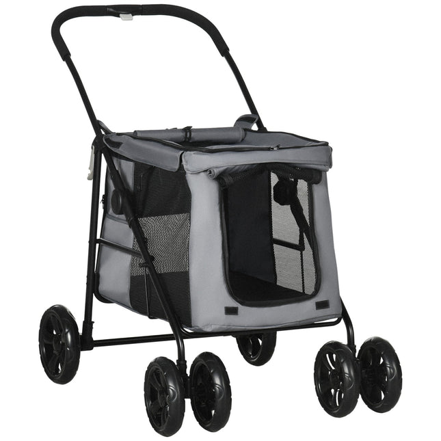 Collapsible pet stroller with cushion, net, 20 kg capacity