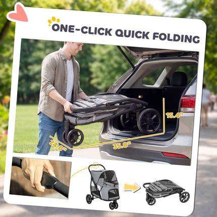 Dog Stroller with All-Terrain Wheels, Foldable, 20kg Capacity