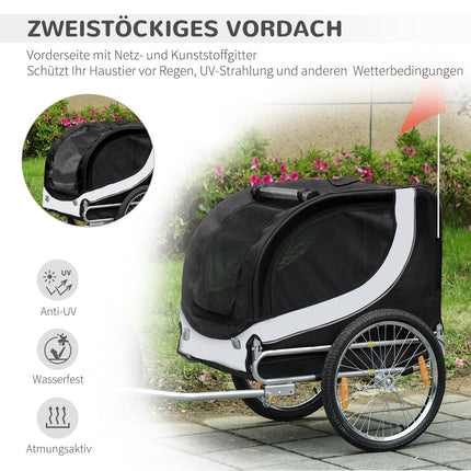 Dog bike trailer, White & Black, 130x73x90 cm