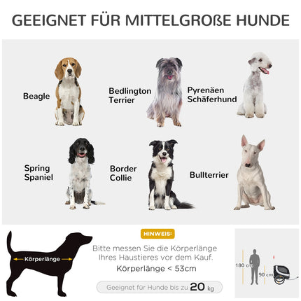 Dog bike trailer, White & Black, 130x73x90 cm