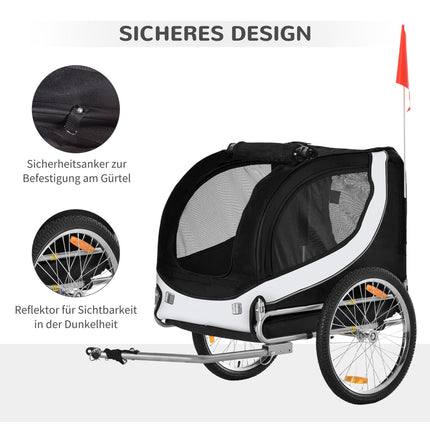 Dog bike trailer, White & Black, 130x73x90 cm