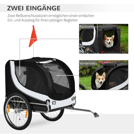 Dog bike trailer, White & Black, 130x73x90 cm
