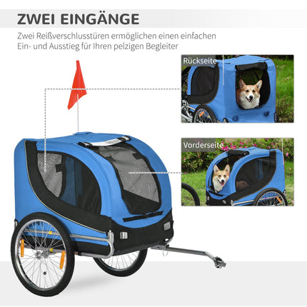 Dog bike trailer, Blue/Black, 130x73x90cm Transporter