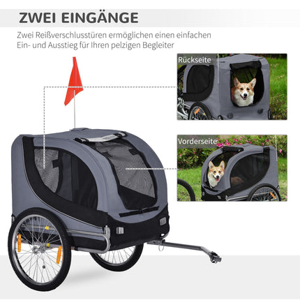 Dog bike trailer, Grey/Black, 130x73x90 cm Transporter