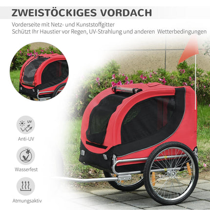 Dog bike trailer - Red/Black, 130 x 73 x 90 cm