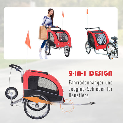 Dog bike trailer - Red & Black, 155 x 83 x 108 cm