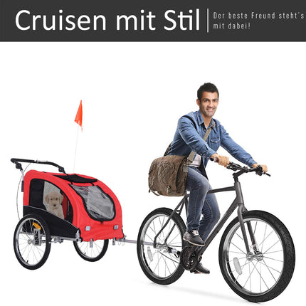 Dog bike trailer - Red & Black, 155 x 83 x 108 cm