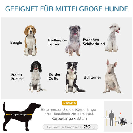 Dog bike trailer - white/black, roomy, 155 x 83 x 108 cm