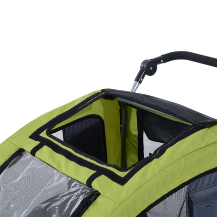 Large Dog Sled Jogger, Stable Bicycle Holder, Green/Grey
