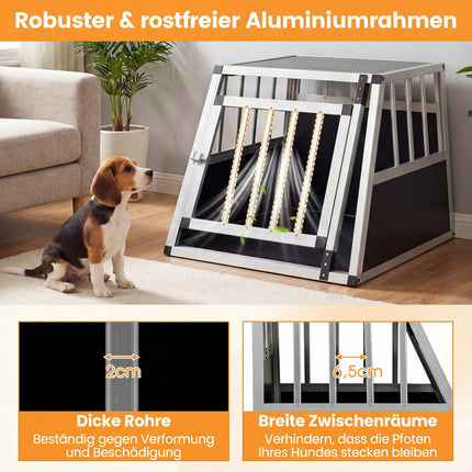 Dog Travel Crate with Lockable Door & Divider, 69.5 x 54 x 50.5 cm