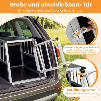 Dog Travel Crate with Lockable Door & Divider, 69.5 x 54 x 50.5 cm