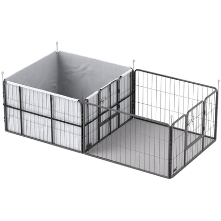 Dog Whelping Box, 7 Panels, Steel Frame, Oxford Fabric