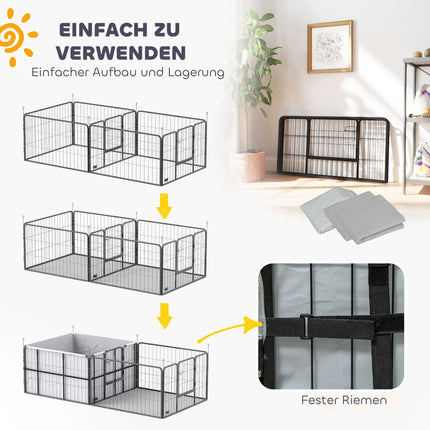 Dog Whelping Box, 7 Panels, Steel Frame, Oxford Fabric