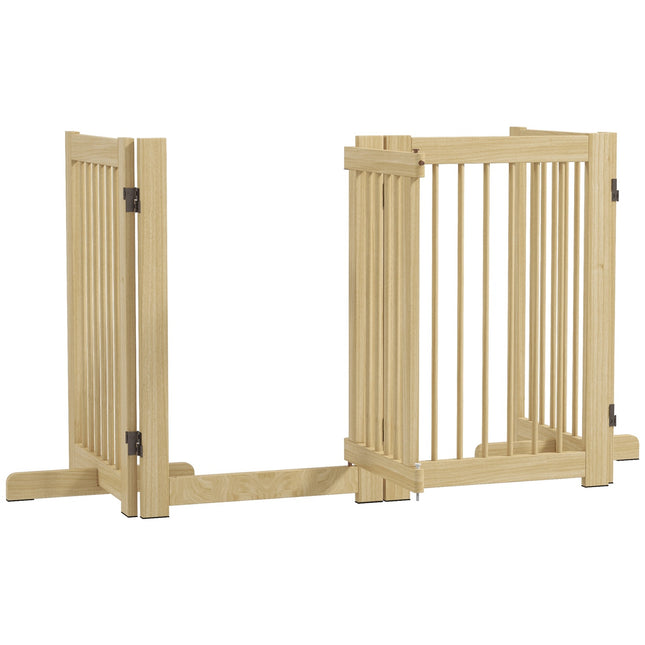 Folding wooden dog gate, 204x75 cm, freestanding safety barrier