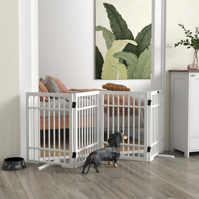 Folding wooden dog gate, 183x61cm, 4-piece set