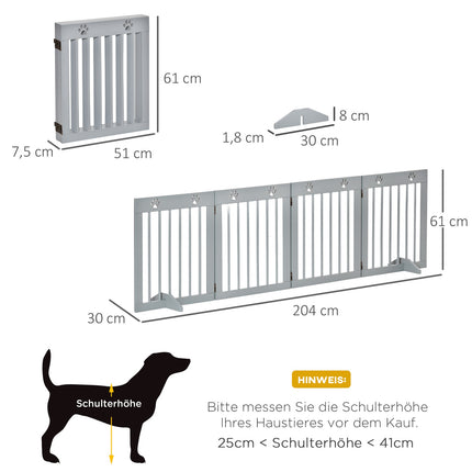 Dog barrier, folding wooden protective gate, 204 x 61 cm
