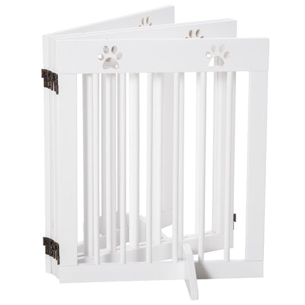 Folding wooden dog gate, 4 parts, 204x61cm, White