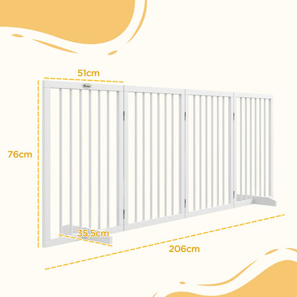 Folding wooden dog gate - 4 panels with support feet