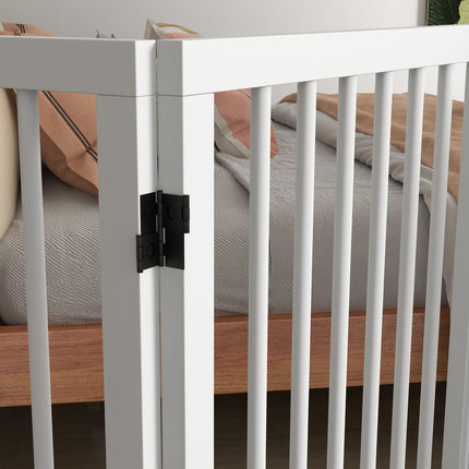 Folding wooden dog gate - 4 panels with support feet