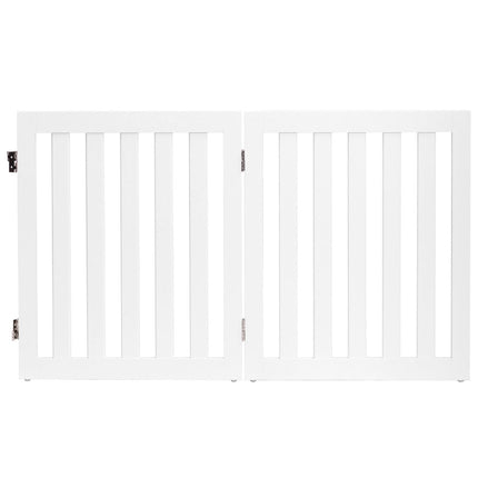 Dog barrier 60cm high protective gate wooden foldable 2 panels white