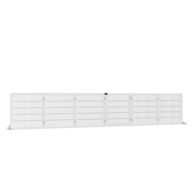 Adjustable wooden dog gate - 6 panels, white, 432 x 70 cm