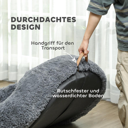 Plush non-slip dog and cat bed with washable cover, dark grey