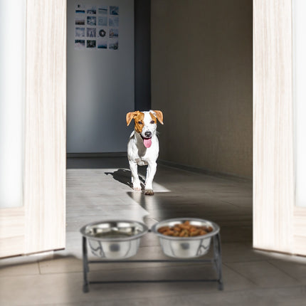 Dog bowl set with holder