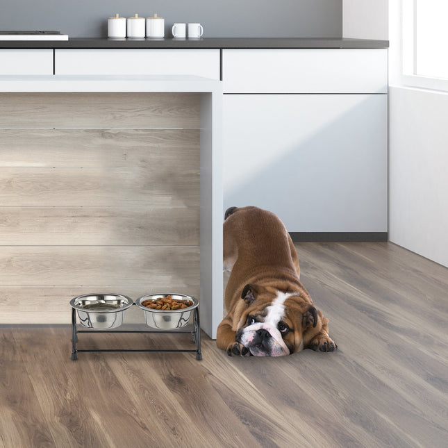 Dog bowl set with holder