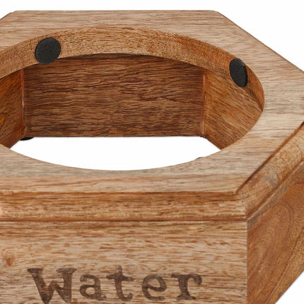 Dog bowl set with wooden holder