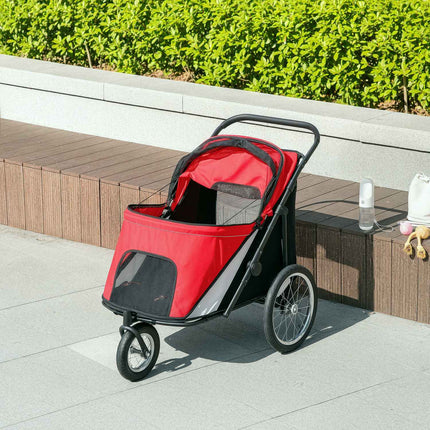 Foldable Dog Stroller with Reclining Cushion, Steel Frame