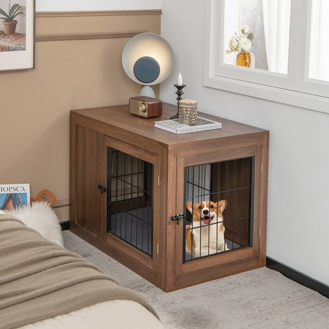 Hondenkooi dierenkooi combinatie van hondenhok & bijzettafel met kussen 92 x 59 x 66,5 cm
