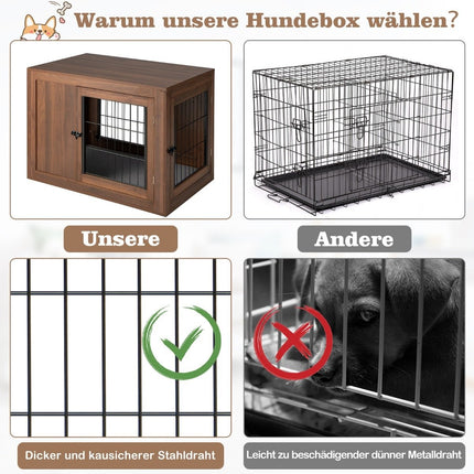 Dog cage animal cage combination of pet box & side table with cushion 92 x 59 x 66.5 cm