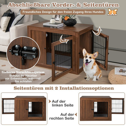 Dog cage animal cage combination of pet box & side table with cushion 92 x 59 x 66.5 cm