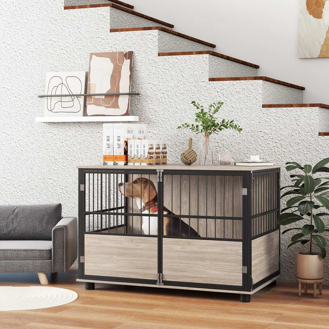 Large dog house, non-slip dog cage, walnut, 100x60x68cm