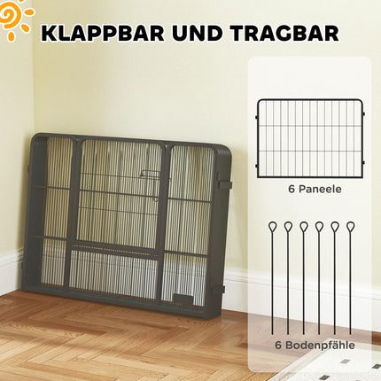 Dog Fence, 6-Panel Steel, Foldable, Indoor/Outdoor