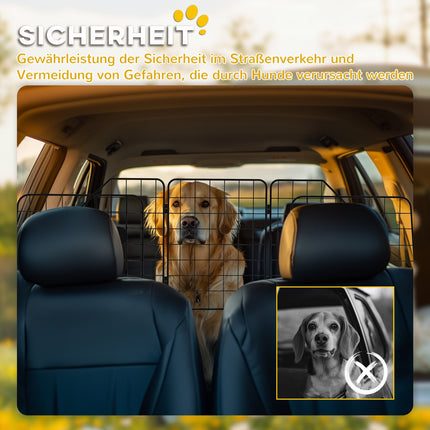 Adjustable dog guard in black steel for car trunks