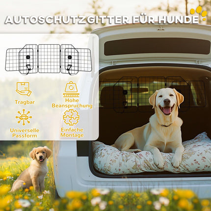 Adjustable dog guard in black steel for car trunks