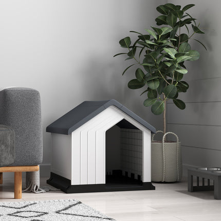 Weatherproof Dog House with Window, Asphalt Roof 62x61x60 cm