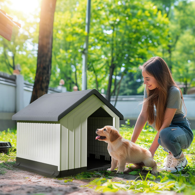 Weatherproof Dog House with Window, Asphalt Roof 62x61x60 cm