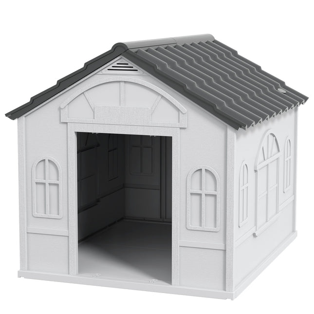 Outdoor Weatherproof Dog House - Gable Roof, Medium