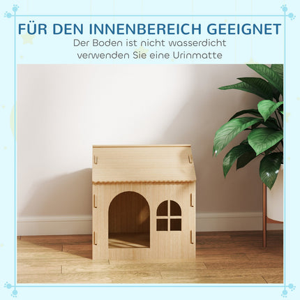 Indoor dog and cat house, oak, screw-free assembly