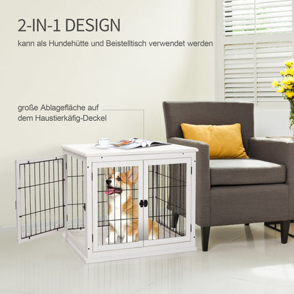 Small dog dog kennel, indoor cage, white 81x58.5x66 cm
